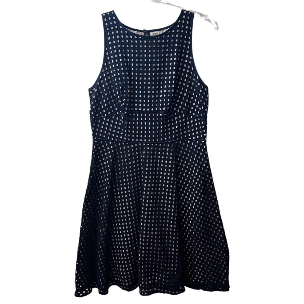 LOFT Navy Eyelet Dress size 4